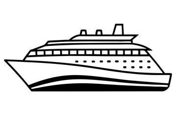 Obraz premium Cruise Ship Line Art Vector Illustration