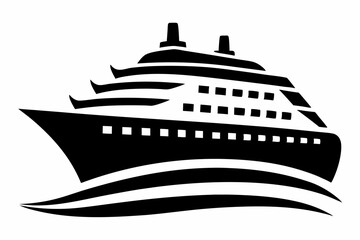 Obraz premium Cruise Ship Black Silhouette Vector Illustration