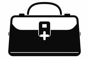 Doctor S Bag Black Silhouette Vector Illustration