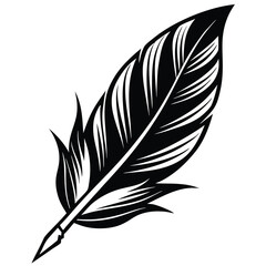 Obraz premium Elegant Black and White Feather Illustrations, Hand-Drawn Feather Designs in Black and White, Stylized Feather Clipart Collection.