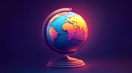 Vibrant Low Poly Globe Render with Glowing Effect
