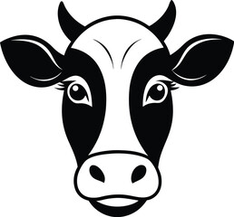 Cow face silhouette,cow face , front view, vector illustration 