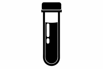 Medical Test Tube Black Silhouette Vector Illustration