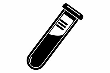 Medical Test Tube Black Silhouette Vector Illustration