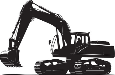 Power in Motion: Excavator Silhouette Art