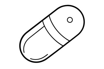 Pill Capsule Line Art Vector Illustration