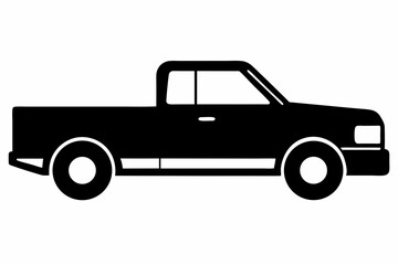 Pickup Truck Black Silhouette Vector Illustration © mstsokera
