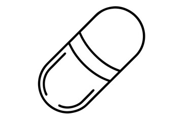 Pill Capsule Line Art Vector Illustration
