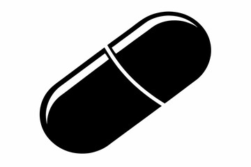 Pill Capsule Black Silhouette Vector Illustration