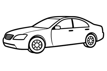 Fototapeta premium Sedan Car Line Art Vector Illustration