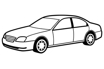 Sedan Car Line Art Vector Illustration