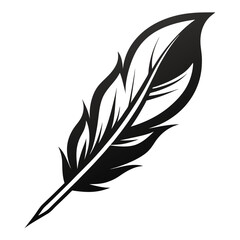 Obraz premium Elegant Black and White Feather Illustrations, Hand-Drawn Feather Designs in Black and White, Stylized Feather Clipart Collection.