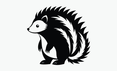 Porcupine silhouette, Animal vector icon, Spiky mammal graphic, Wildlife illustration design
