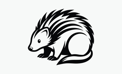 Porcupine silhouette, Animal vector icon, Spiky mammal graphic, Wildlife illustration design