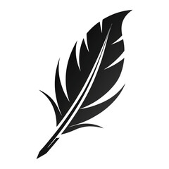 Fototapeta premium Elegant Black and White Feather Illustrations, Hand-Drawn Feather Designs in Black and White, Stylized Feather Clipart Collection.