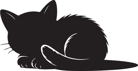 Cute Black Kitten Silhouette Sleeping