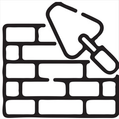 Obraz premium Simple black and white illustration of bricklaying.