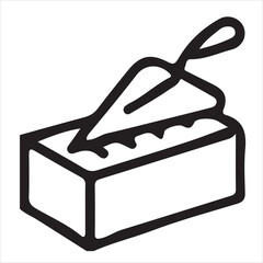 Simple vector illustration of trowel and mortar box.