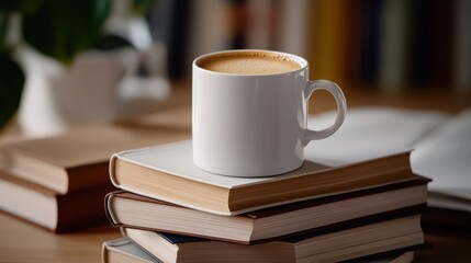 Stack of Colorful Books Arranged Neatly on a Wooden Table in Cozy Room