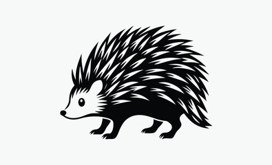 Porcupine silhouette, Animal vector icon, Spiky mammal graphic, Wildlife illustration design