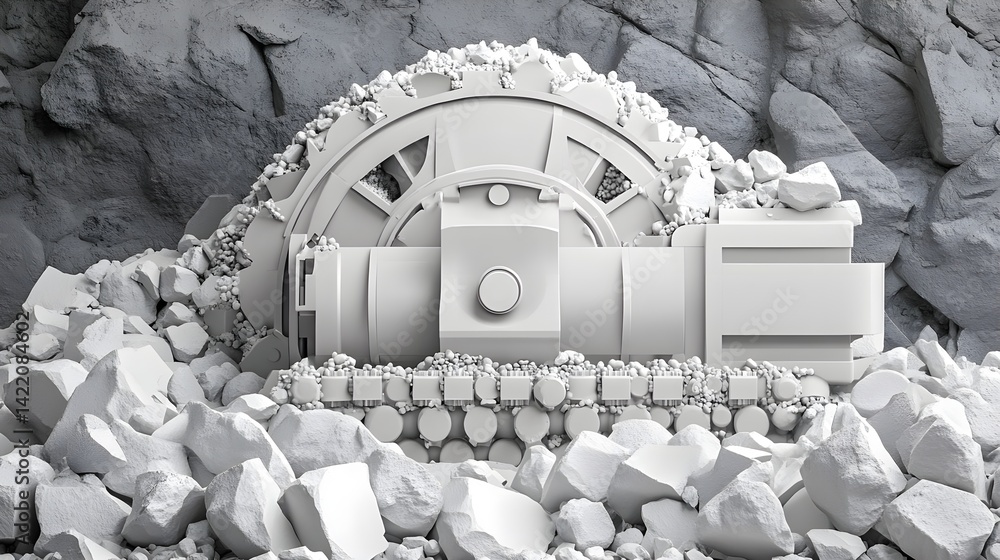 Poster processing custom alloy powders in high-energy environment mining industry industrial scene close-up