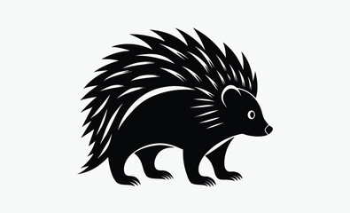 Porcupine silhouette, Animal vector icon, Spiky mammal graphic, Wildlife illustration design