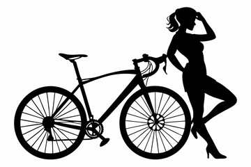 Obraz premium sexy girl and bike silhouette black vector