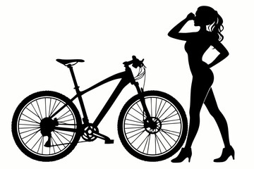Fototapeta premium sexy girl and bike silhouette black vector