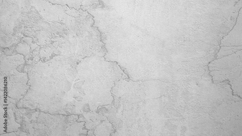 Poster Abstract white gray texture background, rough old surface is covered with cracks and has a rough structure.