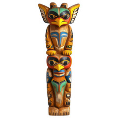Stacked Carved Wooden Totem Figures