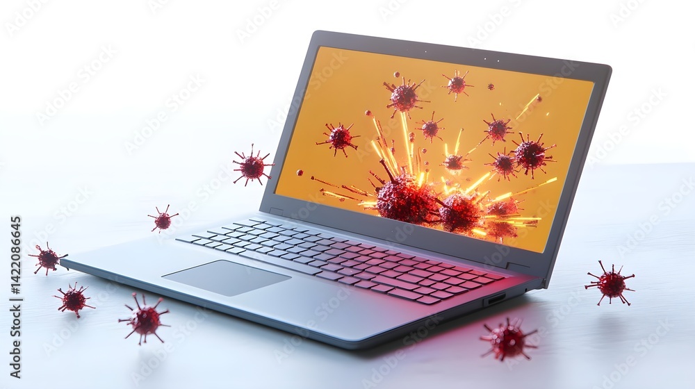 Poster cybersecurity threats mitigation digital workspace image minimalist close-up firewall concept