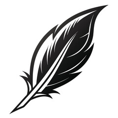 Obraz premium Elegant Black and White Feather Illustrations, Hand-Drawn Feather Designs in Black and White, Stylized Feather Clipart Collection.