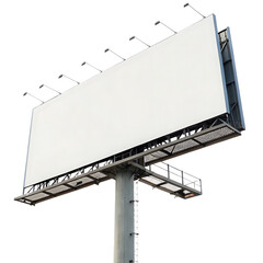 Large blank billboard structure ready for advertising campaigns isolated on white background