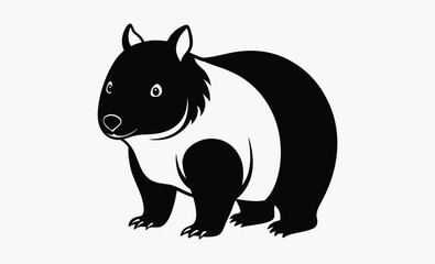 Wombat silhouette, Animal vector icon, Marsupial graphic design, Wildlife illustration