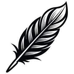 Obraz premium Elegant Black and White Feather Illustrations, Hand-Drawn Feather Designs in Black and White, Stylized Feather Clipart Collection.