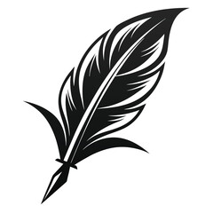 Obraz premium Elegant Black and White Feather Illustrations, Hand-Drawn Feather Designs in Black and White, Stylized Feather Clipart Collection.