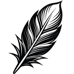 Obraz premium Elegant Black and White Feather Illustrations, Hand-Drawn Feather Designs in Black and White, Stylized Feather Clipart Collection.