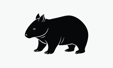 Wombat silhouette, Animal vector icon, Marsupial graphic design, Wildlife illustration