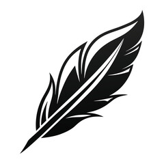 Obraz premium Elegant Black and White Feather Illustrations, Hand-Drawn Feather Designs in Black and White, Stylized Feather Clipart Collection.