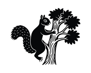 Squirrel Climbing Tree in Natural Environment