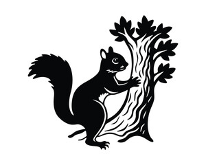 Squirrel Climbing Tree in Natural Environment