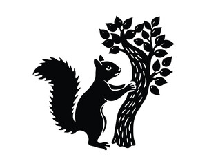 Squirrel Climbing Tree in Natural Environment