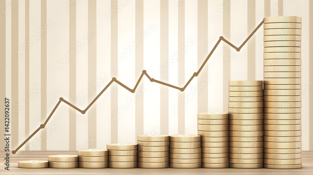 Aufkleber digital currency coins piling up on a blockchain diagram financial growth business insights
