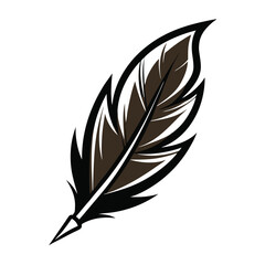 Fototapeta premium Elegant Black and White Feather Illustrations, Hand-Drawn Feather Designs in Black and White, Stylized Feather Clipart Collection.