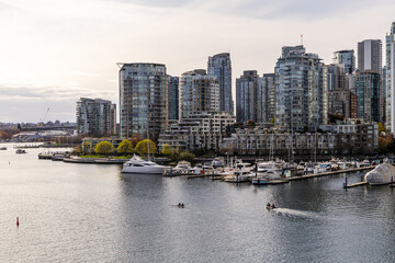 Fototapeta premium Scenic Waterfront View of False Creek in Downtown Vancouver, BC, Canada