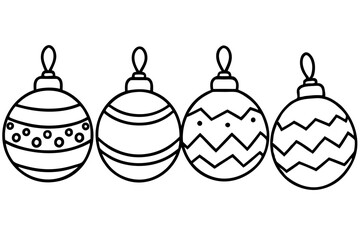 Hand-Drawn Xmas Ornament Outline Set