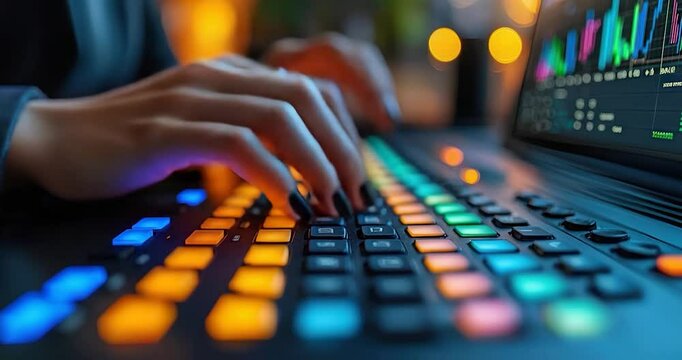 Hands music controller colorful studio