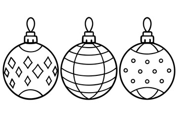 Hand-Drawn Xmas Ornament Outline Set