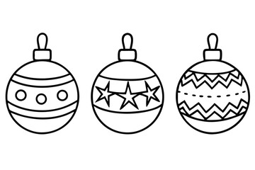 Hand-Drawn Xmas Ornament Outline Set