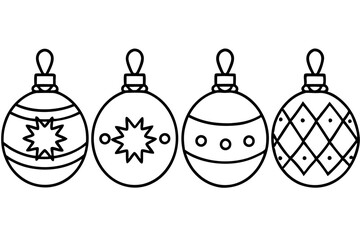Hand-Drawn Xmas Ornament Outline Set